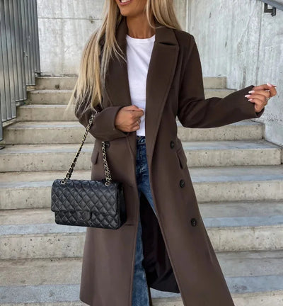 Solid Trench Coat Collared Long Sleeve | Timeless Workwear Women
