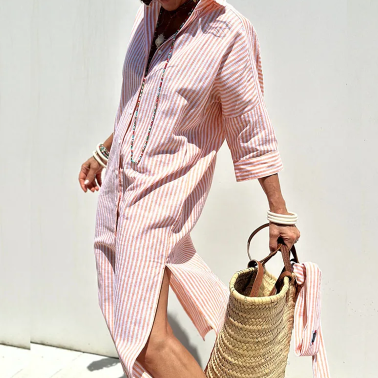 Elle™ | Elegant Striped Shirtdress