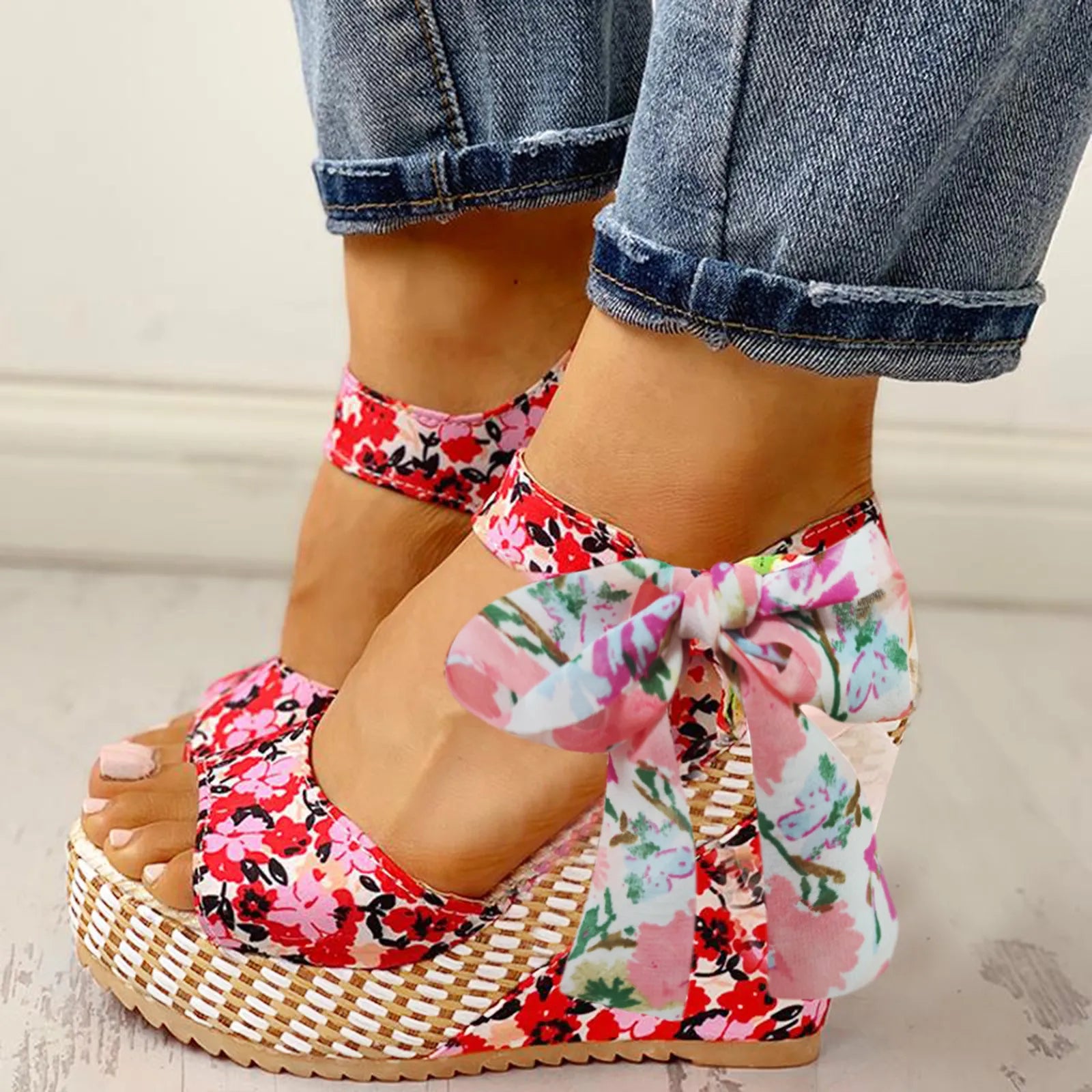 Emma™ | Chic Floral Wedge Sandals