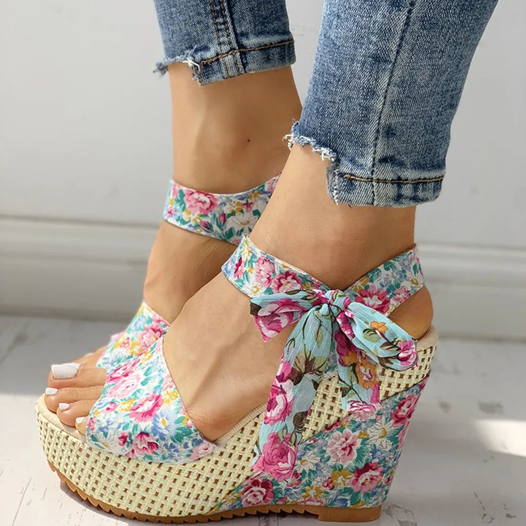 Emma™ | Chic Floral Wedge Sandals