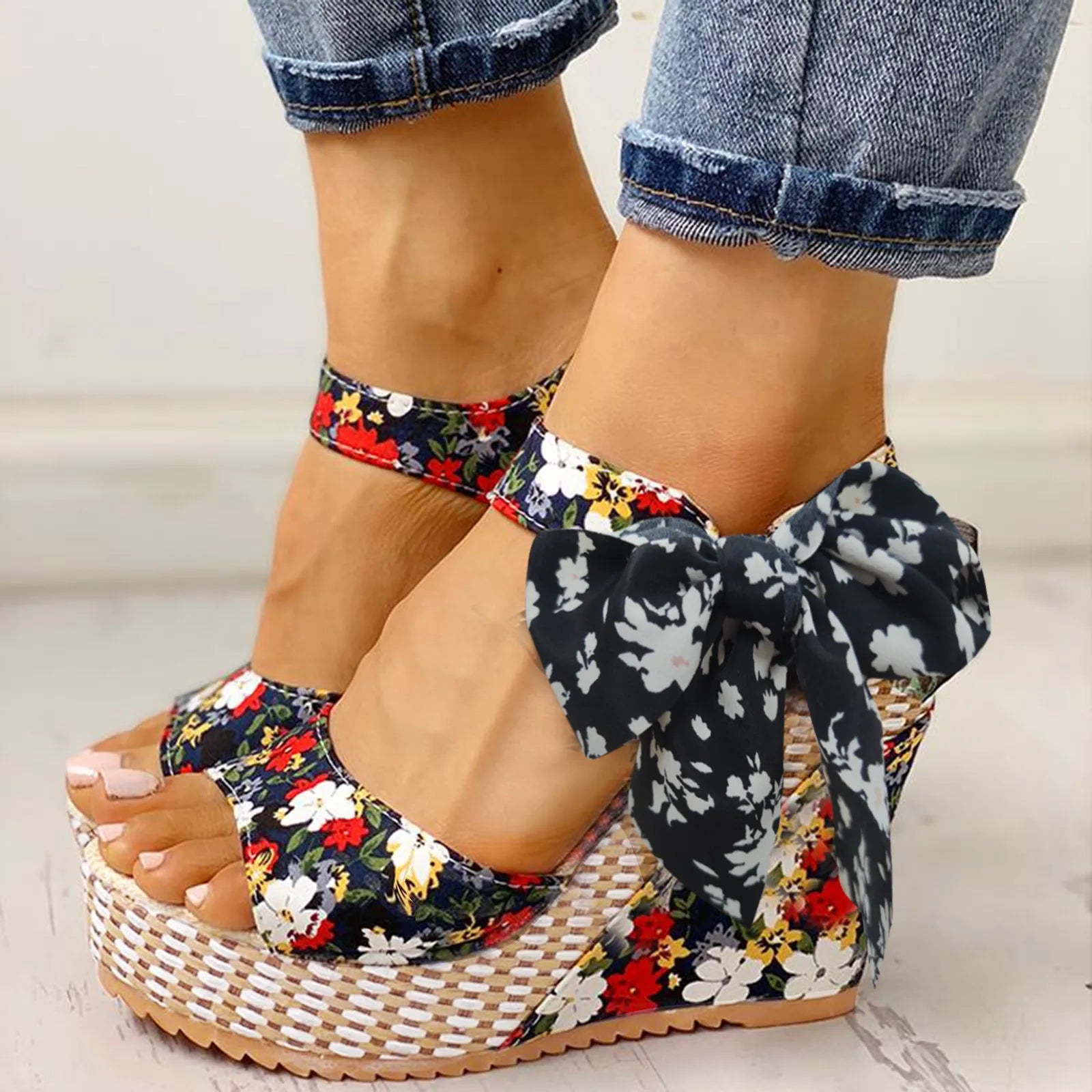 Emma™ | Chic Floral Wedge Sandals