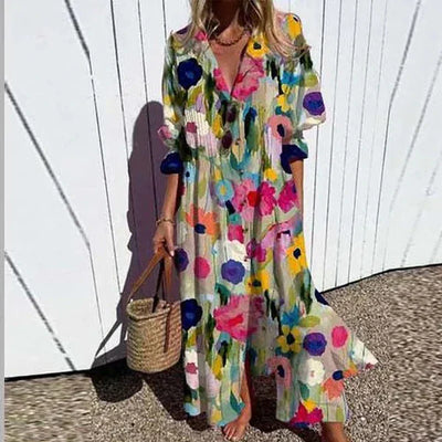 Boho Midi Dress Flowy A-Line | Elegant Evening Women