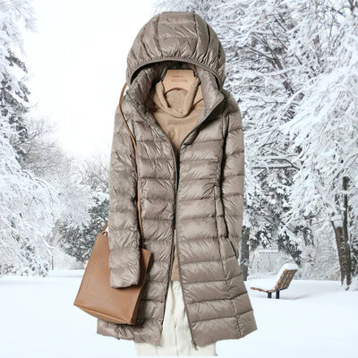 Solid Down Jacket Zip Back Long Sleeve | Chic Winter Women