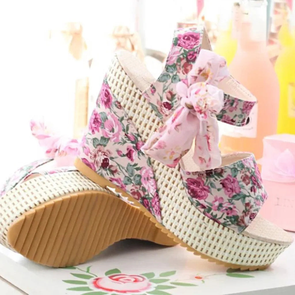 Emma™ | Chic Floral Wedge Sandals