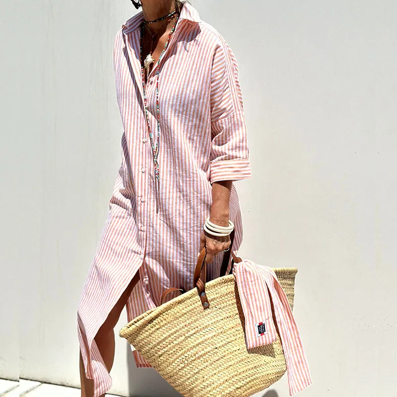 Elle™ | Elegant Striped Shirtdress