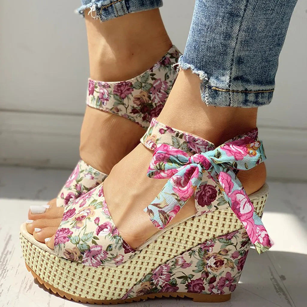 Emma™ | Chic Floral Wedge Sandals