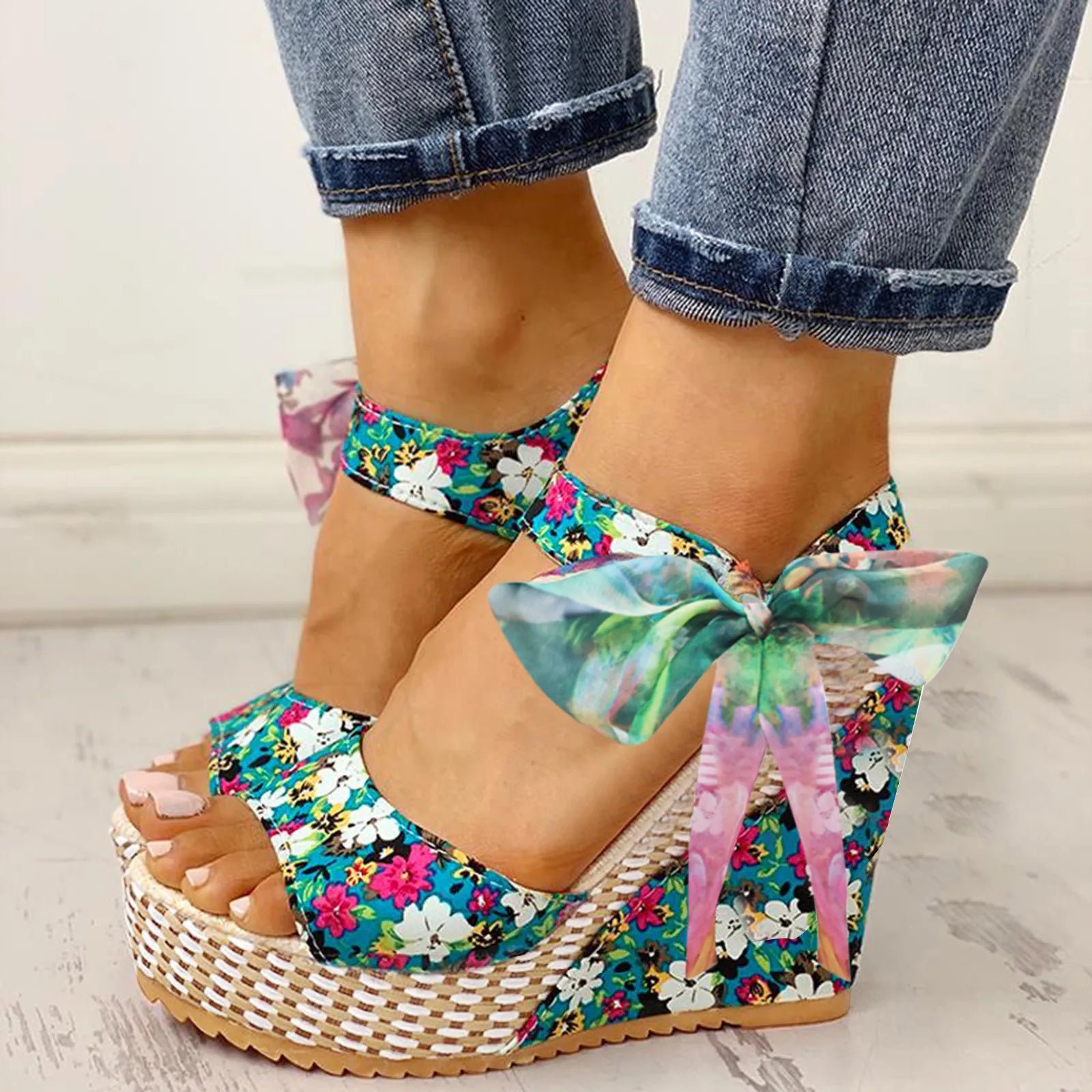 Emma™ | Chic Floral Wedge Sandals