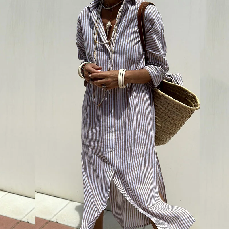 Elle™ | Elegant Striped Shirtdress