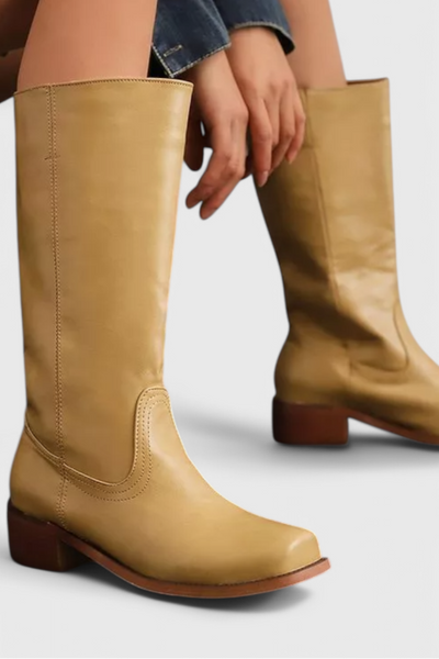 Solid Leather Knee-High Boots Comfortable Heels Knee-High Fit | Timeless Everyday Women