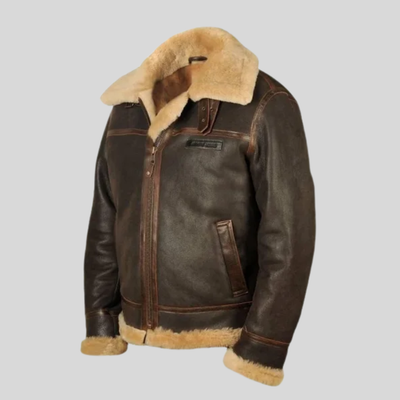 Solid Vintage Aviator Jacket Collared Fitted | Timeless Everyday Men