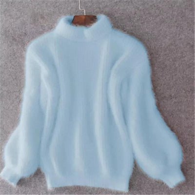 Solid Knit Sweater High Neck Relaxed Fit | Effortless Autumn Women