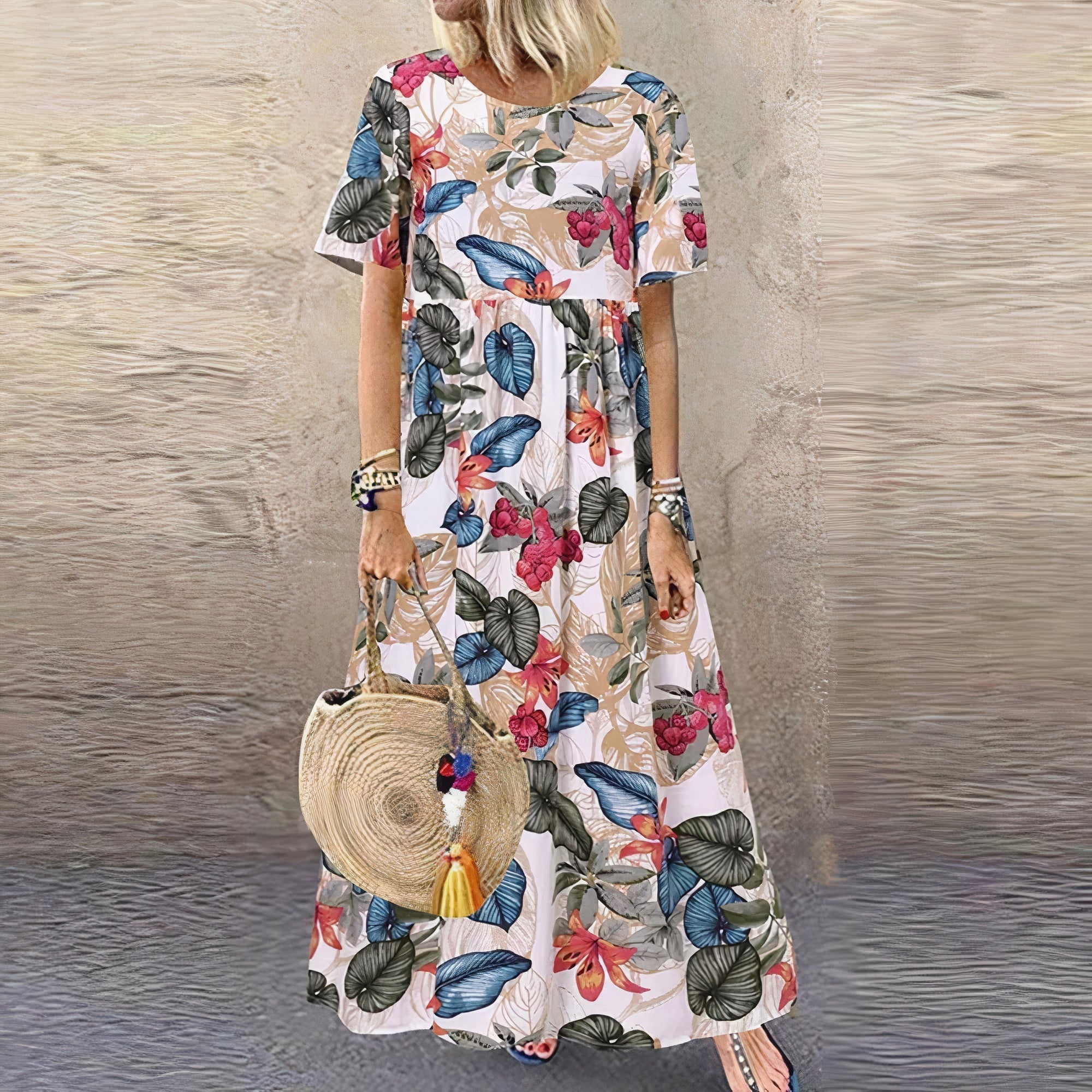 Lotte™ | Elegant Floral Maxi Dress In Cotton