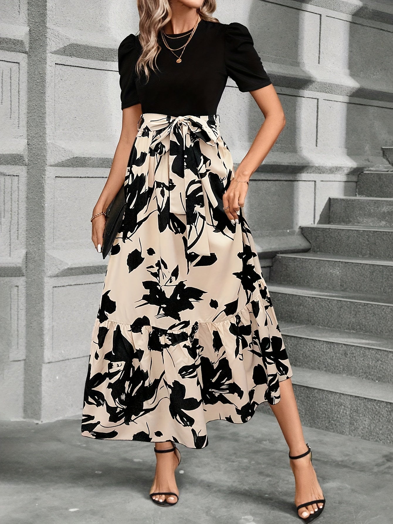 Dame™ | Elegant Floral A-Line Dress