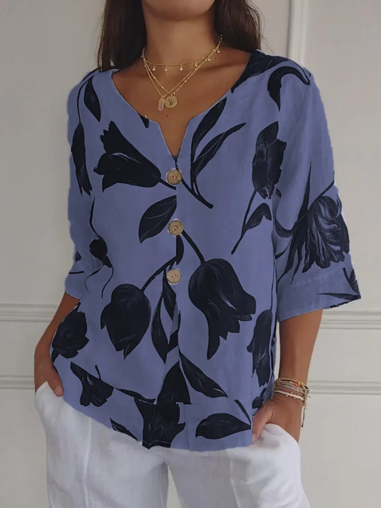 Radia™ | Elegant Floral V-Neck Tunic