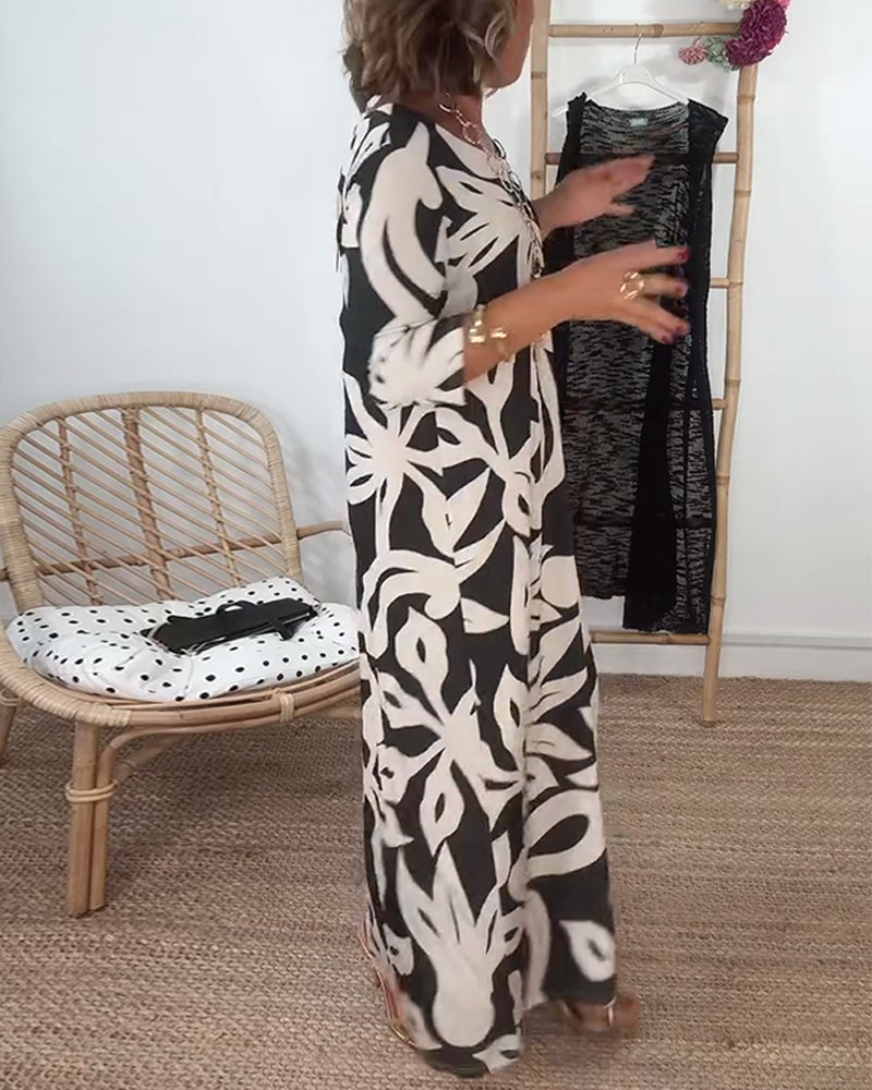 Konfi™ | Elegant Printed Maxi Dress