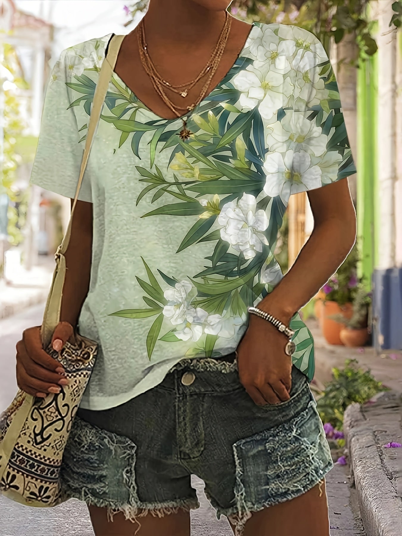 Zalika™ | Chic Floral V-Neck Tee