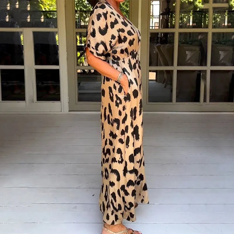 Lina™ | Chic Leopard Maxi Dress