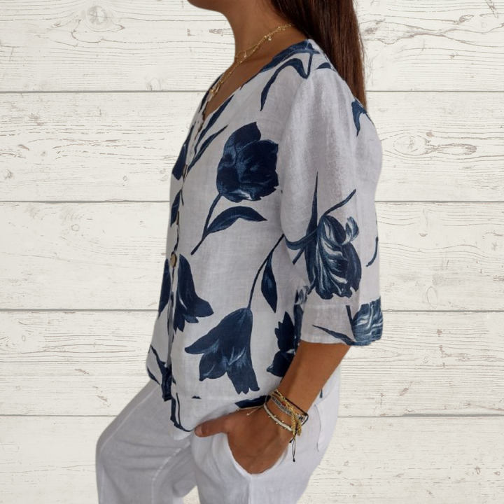 Radia™ | Elegant Floral V-Neck Tunic