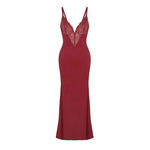 Split Maxi Dress-Wine