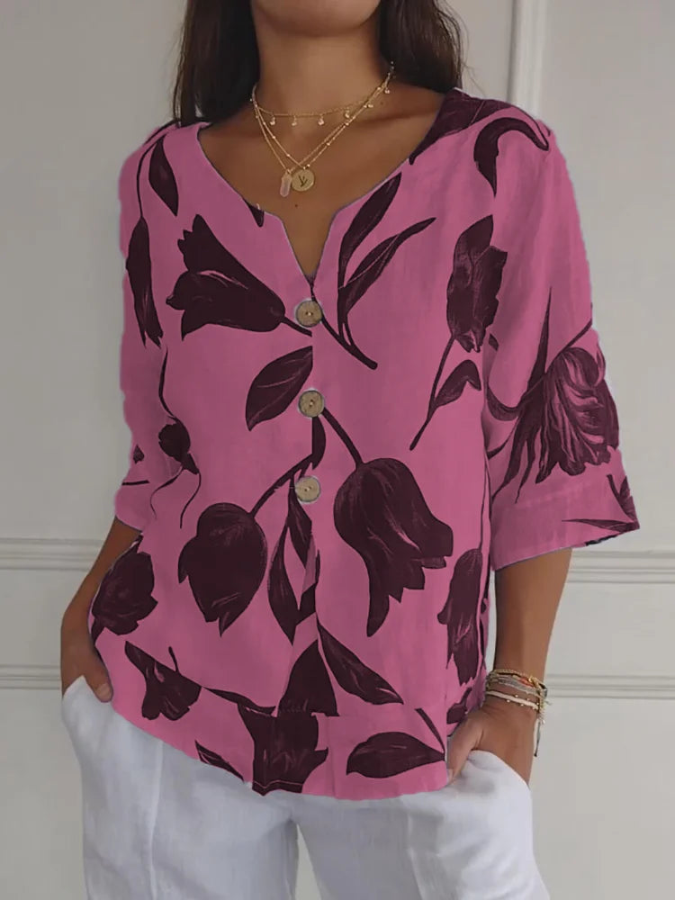 Radia™ | Elegant Floral V-Neck Tunic