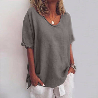 Solid Olive Oversized Tee Round Neck Relaxed Fit | Effortless Everyday Women