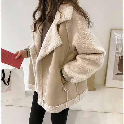 Solid Zip-Up Jacket High Neck Long Sleeve | Chic Autumn Women