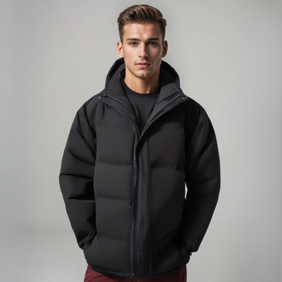 Solid Puffer Jacket High Neck Long Sleeve | Timeless Winter Men